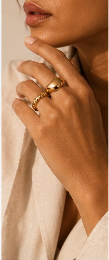 Gold rings worn on a hand