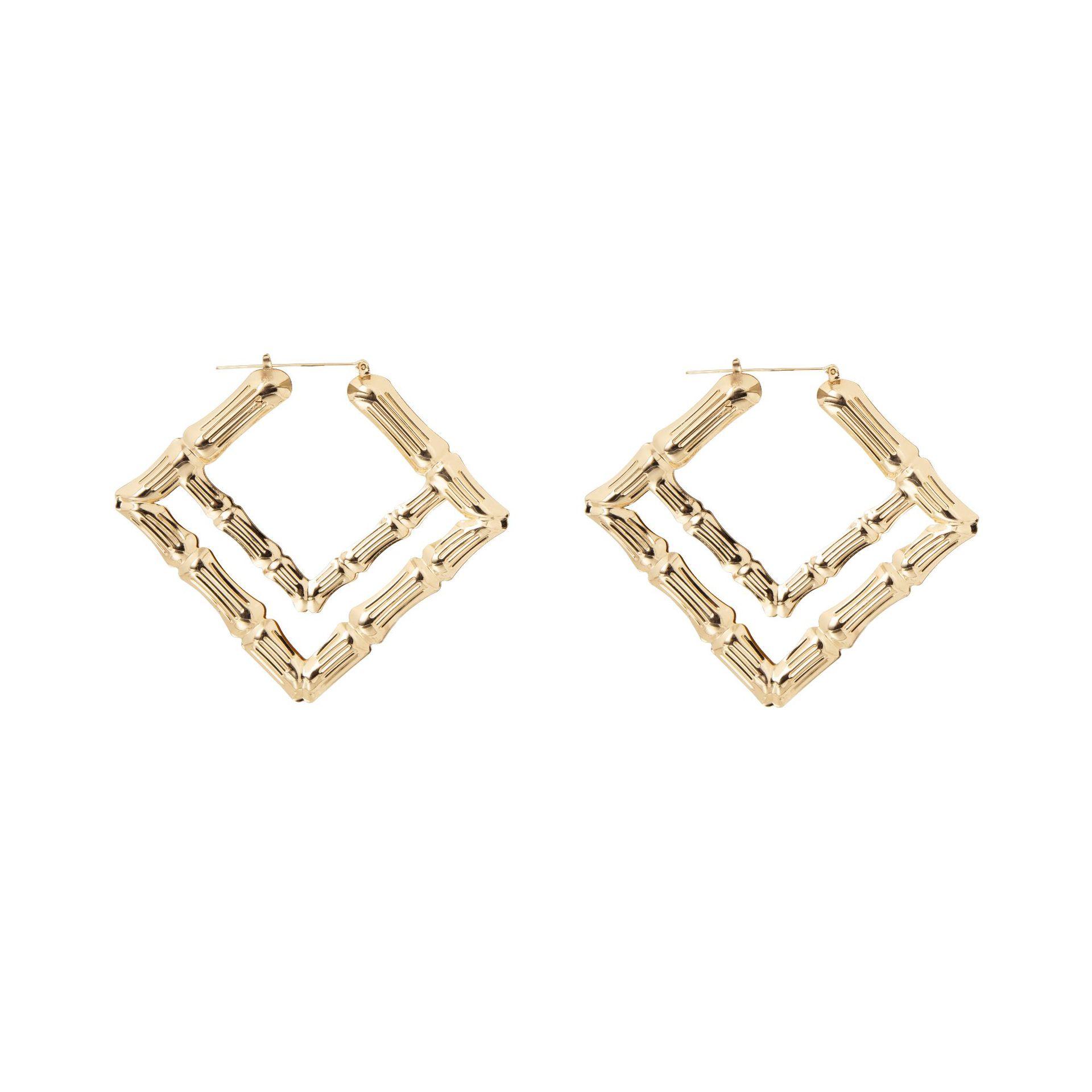 Pair of ZERVALIS geometric bamboo hoop earrings