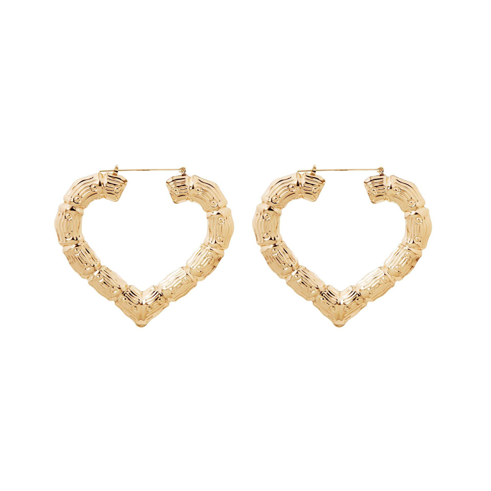 Pair of ZERVALIS sculpted bamboo heart earrings