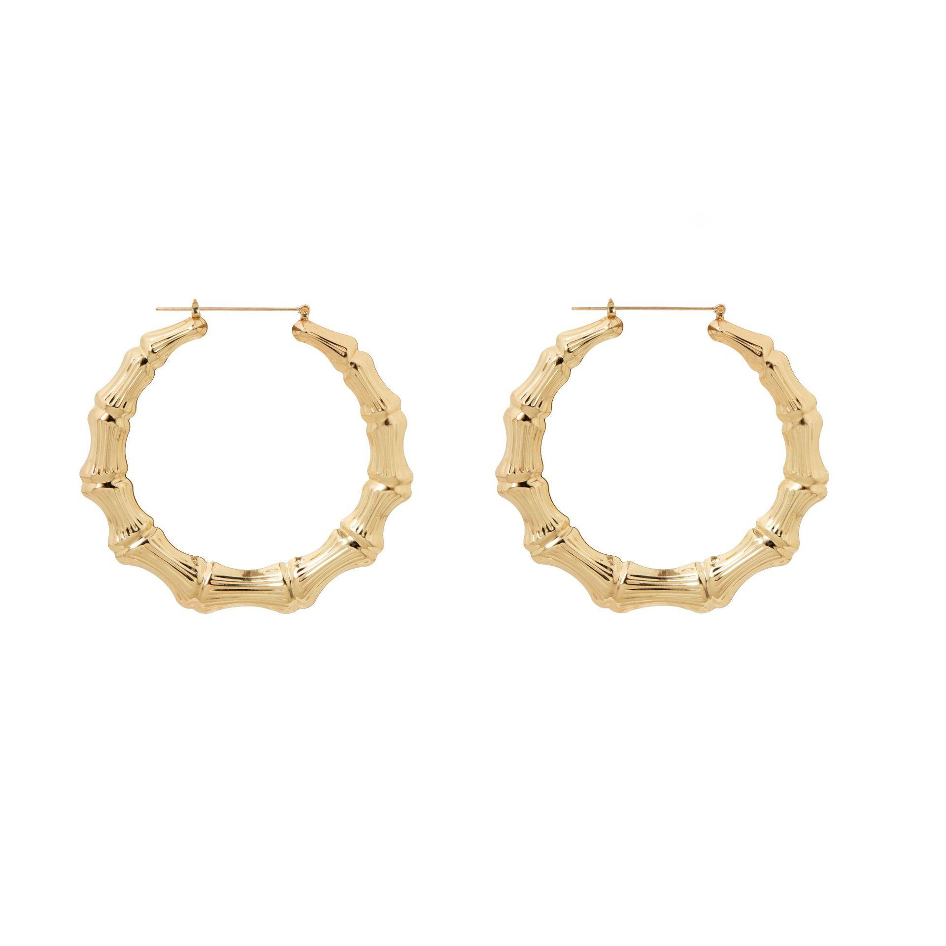 Gold Bamboo Hoop Earrings product image