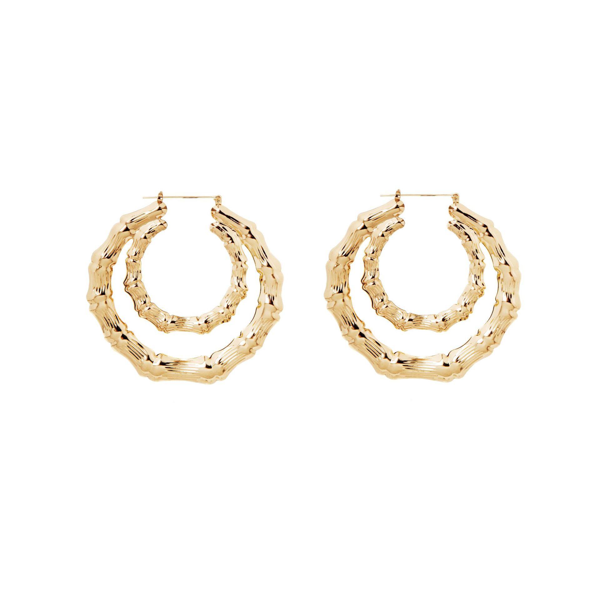 Pair of ZERVALIS double bamboo hoop earrings