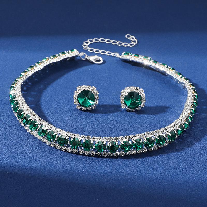 Crystal Square Stud Earrings & Necklace Set product image