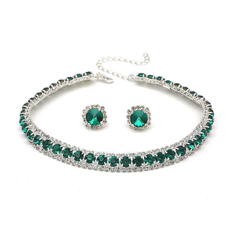 Crystal Square Stud Earrings & Necklace Set product image
