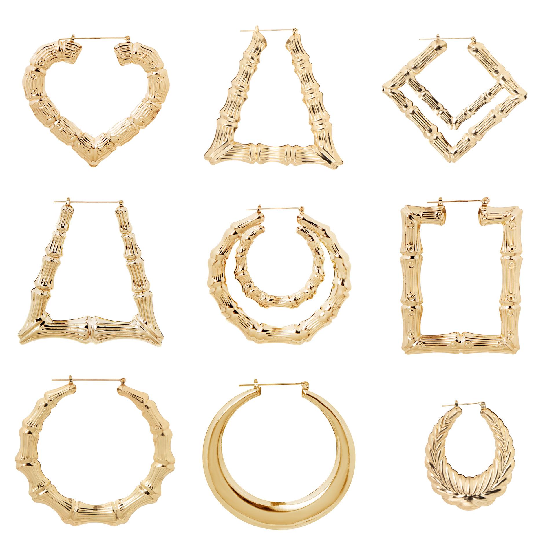 Sculpted Bamboo Hoop Earrings product image